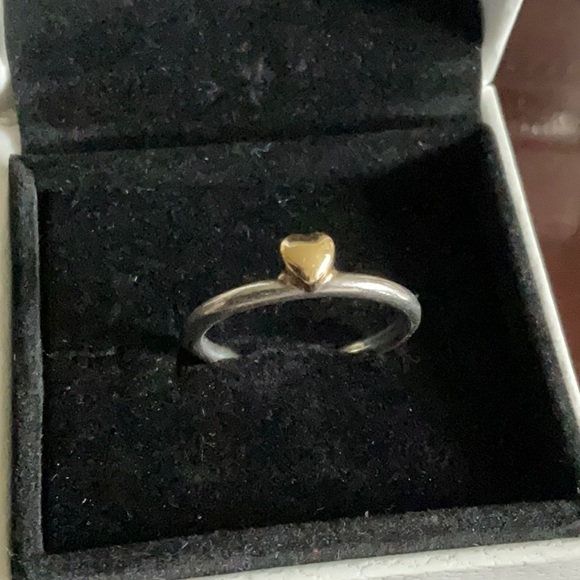 Pandora two tone ring with 14k gold heart - Picture 2 of 5